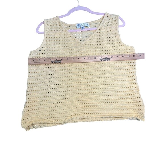 St John Collection Butter Yellow Shirt Tank Crochet Eyelet Top Womens Medium - Picture 8 of 12